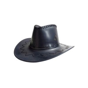 King Hat & Caps PU Cowboy Leather Hat Cap Blue