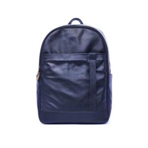 Pious Leather Laptop Bag - Navy Blue