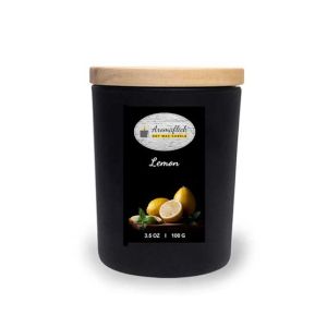 Aromaflick Lemon Soy Glass Candle - Black 