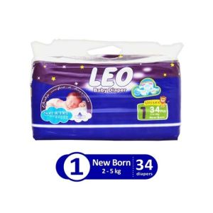 Leo Blue Baby Diaper New Born 2-5 KG Pack Of 34