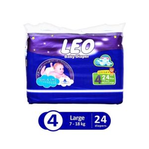 Leo Blue Baby Diaper Large 7-18 KG Pack Of 24