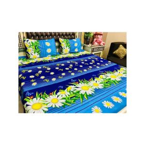 Araaish King Size Cotton Bedsheet Set - 3 Pcs-Light Blue