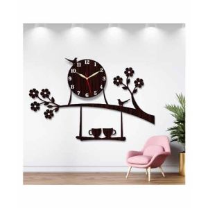 LookNBuy 3D Wooden Wall Clock (0013)