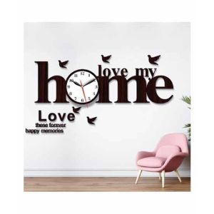 LookNBuy 3D Wooden Wall Clock (0018)