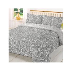 Maguari Dotted Design Strip Double Bed Grey (0377)