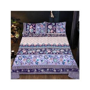 Maguari Flowers Double Bed Sheet Blue (0327)