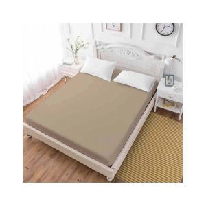 Maguari Luxury Cotton Fitted Double Bed Sheet Light Brown (0396)