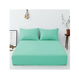 Maguari Luxury Cotton Fitted Single Bed Sheet With Pillow Cover Green