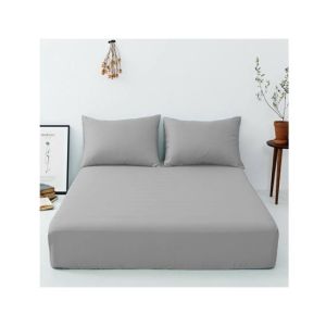 Maguari Luxury Cotton Fitted Single Bed Sheet With Pillow Cover Grey