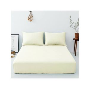 Maguari Luxury Cotton Fitted Single Bed Sheet With Pillow Cover Off White