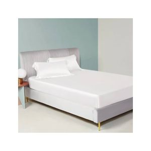 Maguari Silk Fitted Single Bed Sheet With Pillow Covers White