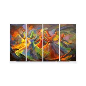 Maguari Sufi Oil Painting Canvas Medium Wall Frame 4 Pcs (0716)