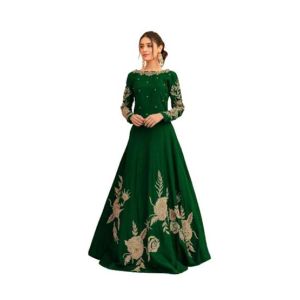 Azhari Traders Embroidery Long Maxi With Trouser-Green