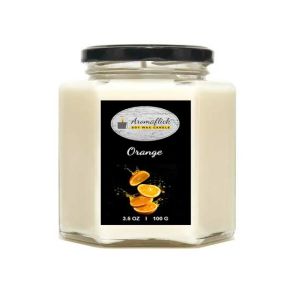 Aromaflick Orange Hexagonal Jar Soy Candle