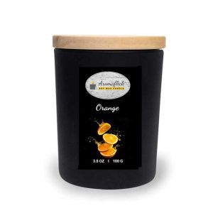 Aromaflick Orange Soy Glass Candle - Black