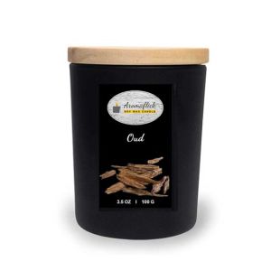 Aromaflick Oud Soy Glass Candle - Black