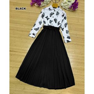 Pista Collection 2pcs Butterfly Top With Skirt-Black