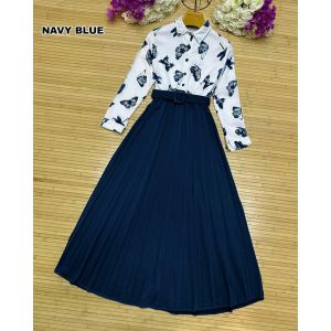 Pista Collection 2pcs Butterfly Top With Skirt-Navy Blue