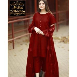 Pista Collection 3pcs Sleeves Embroidered Gown-Red