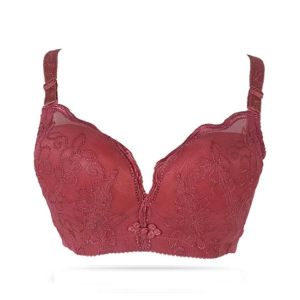 Purple Bag Double Padded Lace Wired less Pushup Bra Maroon (0061)