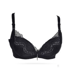 Purple Bag Fancy Lace Soft Padded Wireless Bra Black (0040)