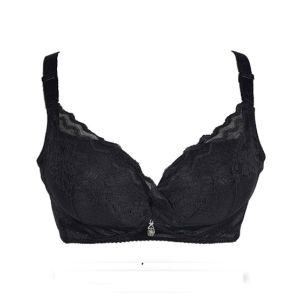 Purple Bag Fancy Lace Soft Padded Wireless Bra Black (0045)