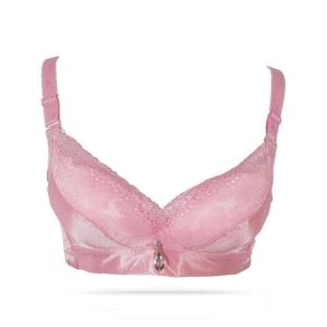 Purple Bag Fancy Soft Padded Wireless Lace Bra Pink (0057)