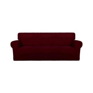 Rainbow Linen Jersey Sofa Cover 7 Seater Red