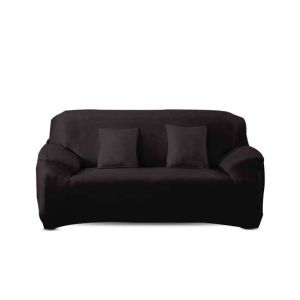 Rainbow Linen Sofa Cover Black (7 Seater)