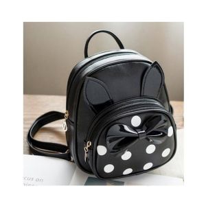 Rangoon Bow Polka Mini Backpack For Women Black