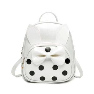 Rangoon Bow Polka Mini Backpack For Women White