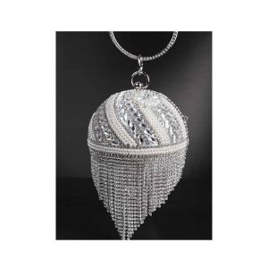 Rangoon Round Ball Clutch For Women Silver