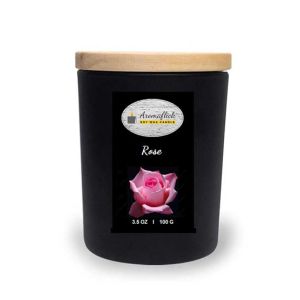 Aromaflick Rose Soy Glass Candle - Black