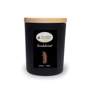 Aromaflick Sandalwood Soy Glass Candle - Black