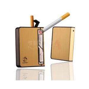 Shop Zone Cigarette Case Re- Chargeable With Lighter Golden