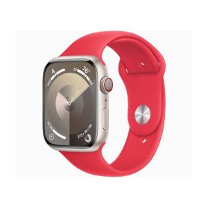 Apple Watch Series 9 Starlight Aluminum Case With Sport Band-GPS &amp; Cellular-45 mm-Red