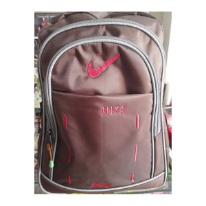 M Toys Embroidered Simple Nike Brown School Bag for Kids (TR17462023)