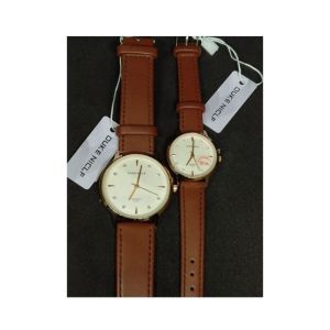 The Smart Store Analog Leather Watch For Couple Brown