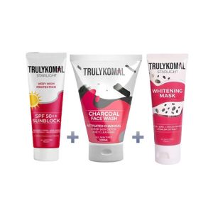 Truly Komal Charcoal Face Wash + Sunblock + Glow Mask - Pack Of 3