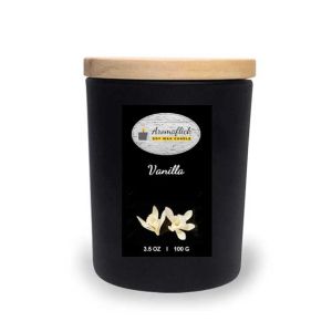 Aromaflick Vanilla Soy Glass Candle - Black