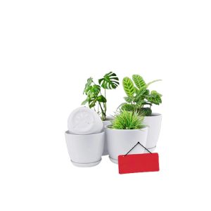 Araaish Decorative Flower Pots  With Drainage Without Plants - Pack Of 5-White