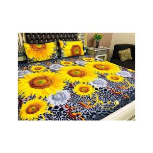 Araaish King Size Cotton Bedsheet Set - 3 Pcs-Yellow