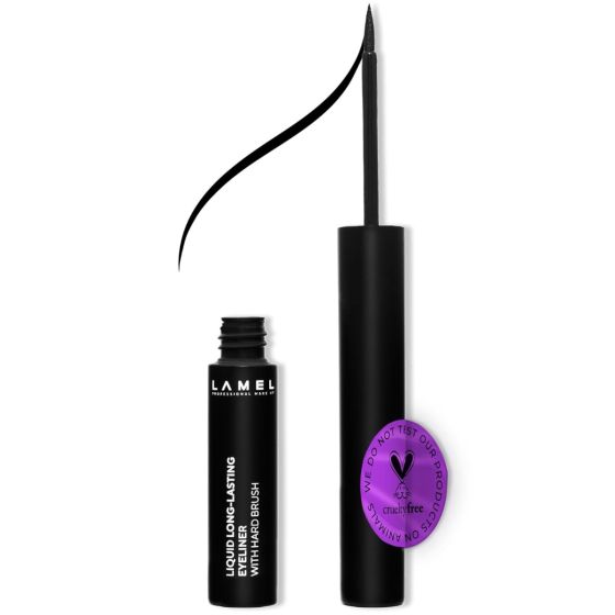 Lamel Liquid Long-Lasting Eyeliner With Hard Brush - 402 Graphite Black