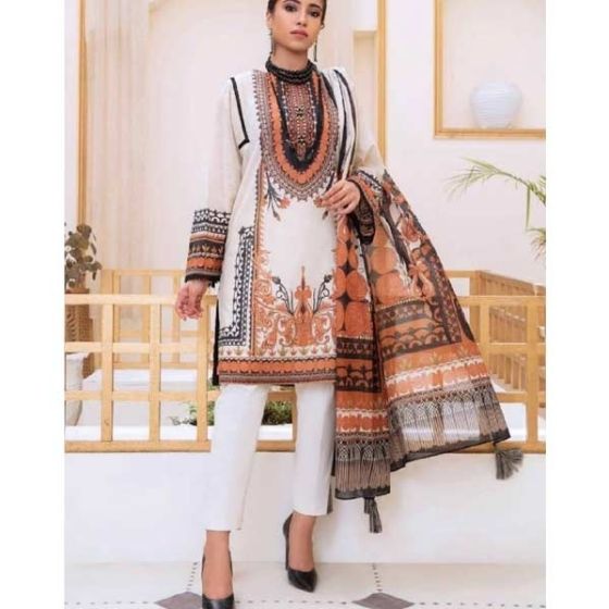 Dukan Sapphire Printed Unstitched 3pcs Suit