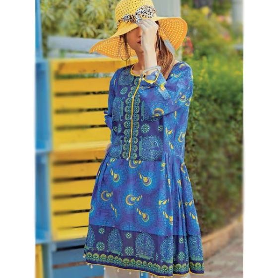 Tarzz Zyra Summer Lawn Collection Vol.2 1 Piece Peacock Blue (L20-S2-23)