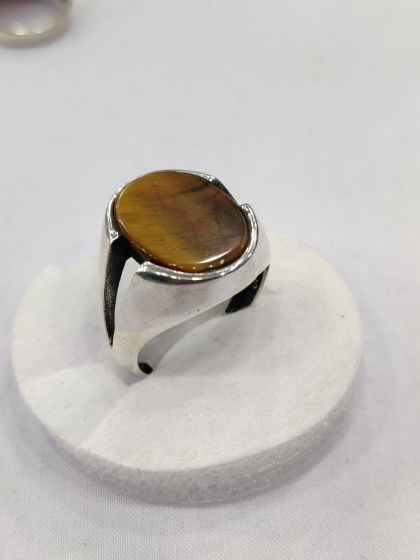 iShopping - Gilgit Bazaar Tiger Eye Stone Silver Ring (25)