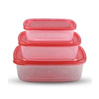 Appolio Crisper Food Container Pack Of 3-Red