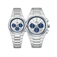 Naviforce Bond Chrono Watch For Couples Silver (nf-8048C-4)