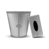 Appollo Tissue Box Holder and Dustbin Set-Silver