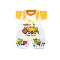 Komfy Train Travel Printed Unisex Romper Yellow (NBN115)